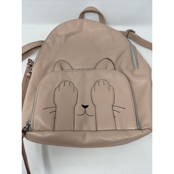 Marie Paws Dome Backpack in Blush CAT PAWS Vegan Leather Pink Kitten Adorable - Picture 2 of 9